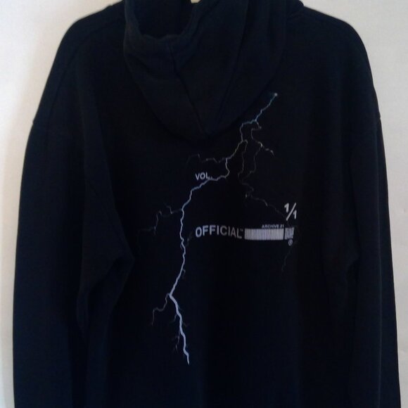 BOOHOO MAN "OFCL" Oversized Lightning Bolt 1/1 Black hoodie Size Large - Picture 4 of 4